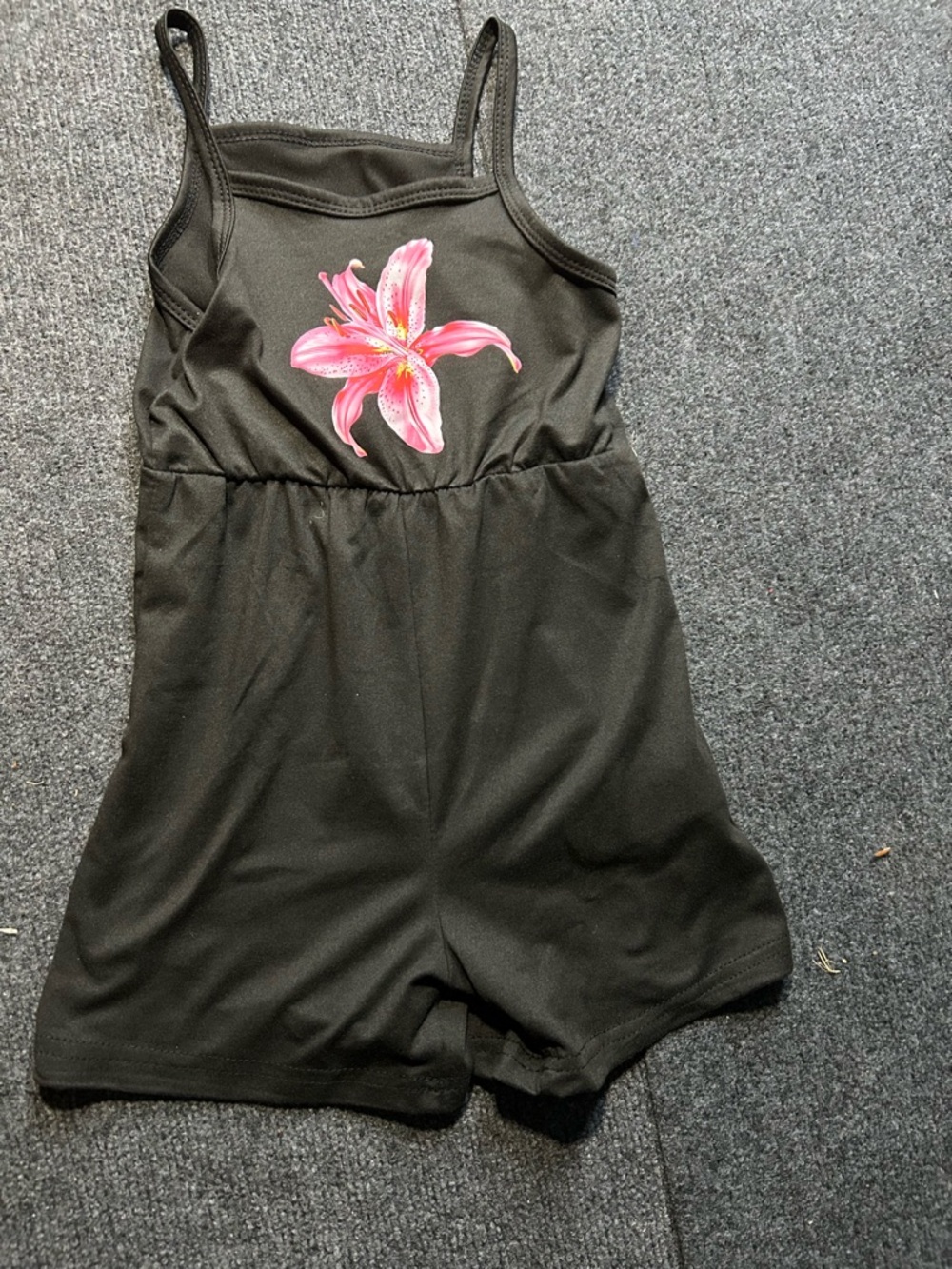Black Girls' Floral One-Piece Shorts Romper